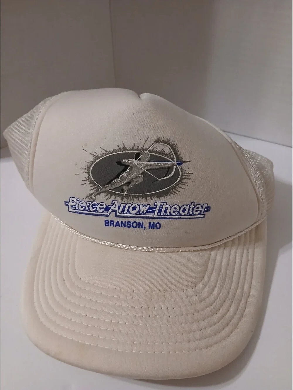 Vintage Pierce Arrow Theater Branson MO White Foam Rope Trucker Hat Snapback Cap